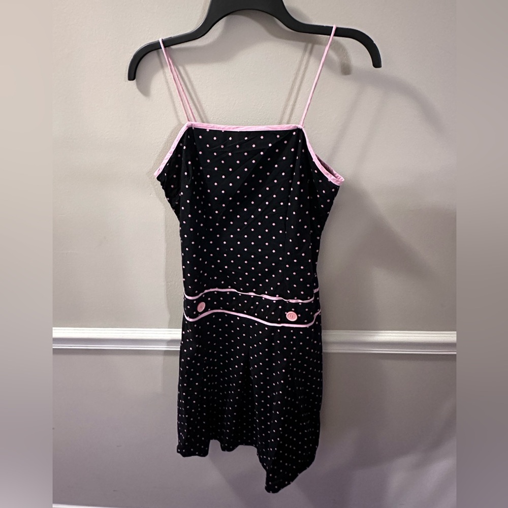 VINTAGE Pink and Brown Polka Dot Dress